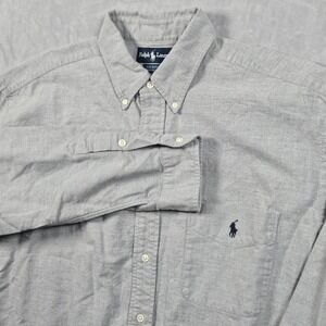 Ralph Lauren Big Shirt Mens Large Gray Button Down Pocket Pony Logo